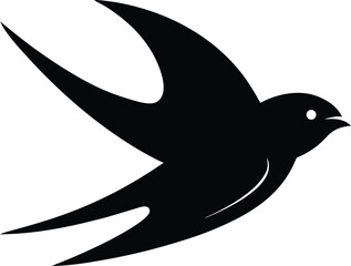 Swift Bird silhouette vector art illustration and minimal black and white design