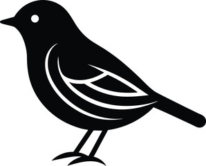 Warbler silhouette vector art illustration and minimal black and white design