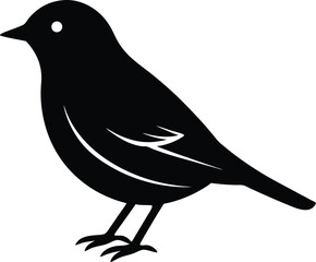 Yellow Warbler silhouette vector art illustration and minimal black and white design