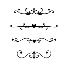  Decorative simple divider. Text dividers retro minimal line separators, Vector isolated geometric wedding card heart separator elements set. Text dividers. . Hand drawn vector illustration.