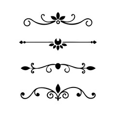 Set of Vintage decorative lines. text dividers. Line border. Lines separators, Borders, Vintage dividers, Underline elements. Vector illustration
