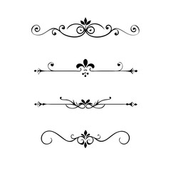 Set of Vintage decorative lines. text dividers. Line border. Lines separators, Borders, Vintage dividers, Underline elements. Vector illustration
