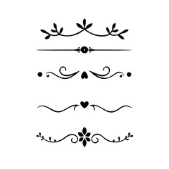 Set of Vintage decorative lines. text dividers. Line border. Lines separators, Borders, Vintage dividers, Underline elements. Vector illustration
