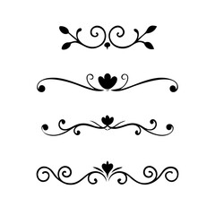 Set of Vintage decorative lines. text dividers. Line border. Lines separators, Borders, Vintage dividers, Underline elements. Vector illustration
