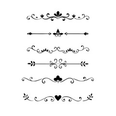 Set of Vintage decorative lines. text dividers. Line border. Lines separators, Borders, Vintage dividers, Underline elements. Vector illustration
