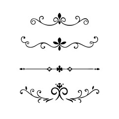 Set of Vintage decorative lines. text dividers. Line border. Lines separators, Borders, Vintage dividers, Underline elements. Vector illustration
