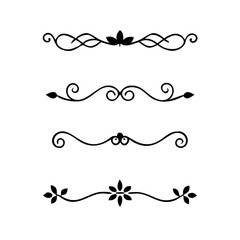 Set of Vintage decorative lines. text dividers. Line border. Lines separators, Borders, Vintage dividers, Underline elements. Vector illustration
