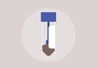 A sterile container holds a small stool sample, carefully prepared for laboratory analysis, This detail emphasizes the importance of precise procedures in medical diagnostics
