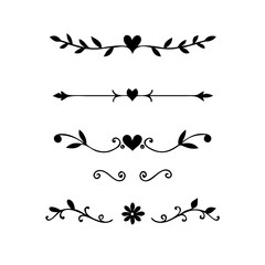 Set of Vintage decorative lines. text dividers. Line border. Lines separators, Borders, Vintage dividers, Underline elements. Vector illustration
