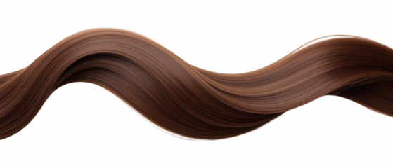 Luxurious, flowing hair strand in rich brown color, showcasing smooth texture and natural shine, perfect for beauty and haircare themes