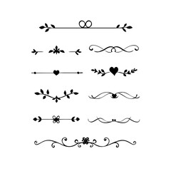 Set of Vintage decorative lines. text dividers. Line border. Lines separators, Borders, Vintage dividers, Underline elements. Vector illustration
