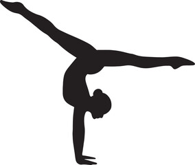 Female Gymnast Silhouette Performing Split Leap or Handstand