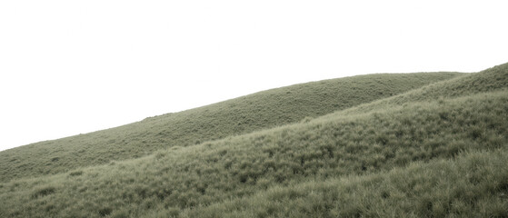 Obraz premium Lush green hills create serene landscape, showcasing gentle slopes covered in vibrant grass under clear sky