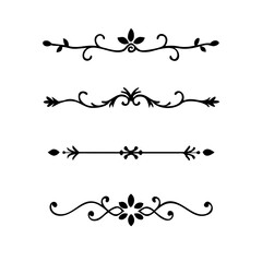 text dividers doodle set. Wedding decorative elements. Divider ornament, borders, floral, vintage line separators. Hand drawn vector illustration isolated on white background. Set page dividers.
