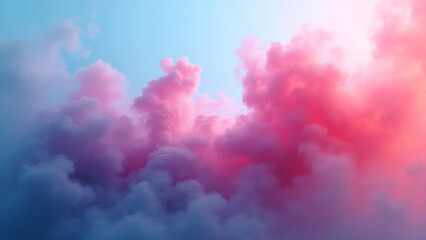 Fototapeta premium Dreamy cloudscape with vibrant pink and blue hues creating a serene atmosphere