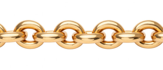 Shiny gold chain with interlocking links, showcasing smooth and polished surface, perfect for jewelry design or fashion accessories