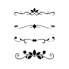 text dividers doodle set. Wedding decorative elements. Divider ornament, borders, floral, vintage line separators. Hand drawn vector illustration isolated on white background. Set page dividers.
