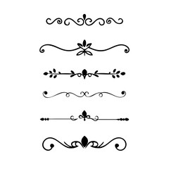 Obraz premium text dividers doodle set. Wedding decorative elements. Divider ornament, borders, floral, vintage line separators. Hand drawn vector illustration isolated on white background. Set page dividers. 