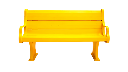 yellow park bench . Isolated over transparent background. AI-generated