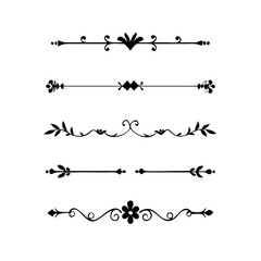 text dividers doodle set. Wedding decorative elements. Divider ornament, borders, floral, vintage line separators. Hand drawn vector illustration isolated on white background. Set page dividers.

