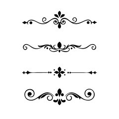 text dividers doodle set. Wedding decorative elements. Divider ornament, borders, floral, vintage line separators. Hand drawn vector illustration isolated on white background. Set page dividers.
