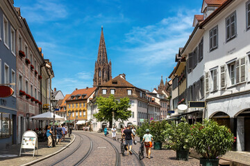 Innenstadt von Freiburg im Breisgau, Blick  auf das Freiburger Münster