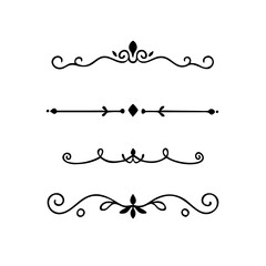 text dividers doodle set. Wedding decorative elements. Divider ornament, borders, floral, vintage line separators. Hand drawn vector illustration isolated on white background. Set page dividers.
