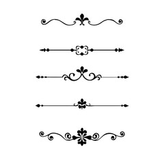 text dividers doodle set. Wedding decorative elements. Divider ornament, borders, floral, vintage line separators. Hand drawn vector illustration isolated on white background. Set page dividers.

