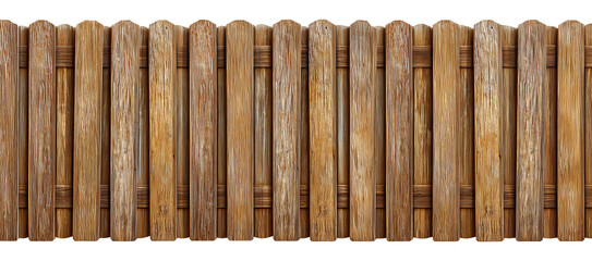 wood picket fence isolated white background side view