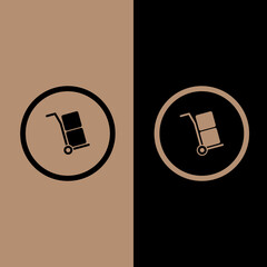 Vector illustration of a hand trolley carrying two stacked boxes indicating the "Maximum 2 Stacks" warning. Ideal for logistics, shipping labels, warehousing signage, and packaging design