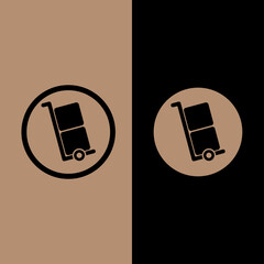 Vector illustration of a hand trolley carrying two stacked boxes indicating the "Maximum 2 Stacks" warning. Ideal for logistics, shipping labels, warehousing signage, and packaging design