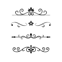 text dividers doodle set. Wedding decorative elements. Divider ornament, borders, floral, vintage line separators. Hand drawn vector illustration isolated on white background. Set page dividers.

