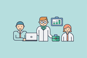 Business people vector cartoon character icons set for teamwork and success