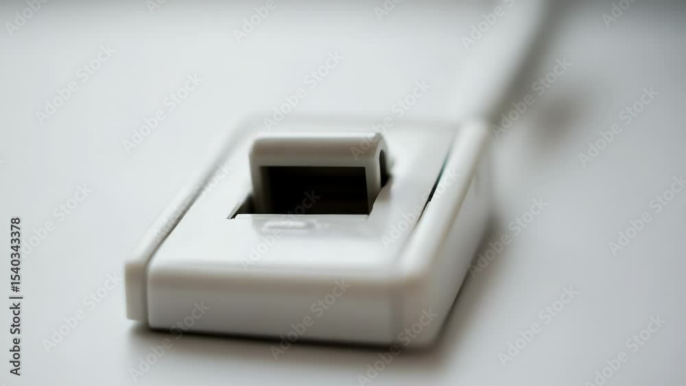 Poster a close-up view of a computer mouse sitting on a table, ideal for use in technology-related projects