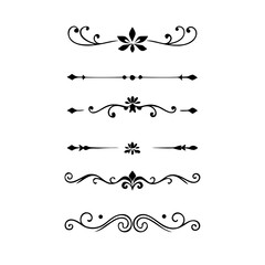 Fototapeta premium text dividers doodle set. Wedding decorative elements. Divider ornament, borders, floral, vintage line separators. Hand drawn vector illustration isolated on white background. Set page dividers. 