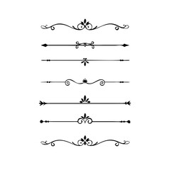 text dividers doodle set. Wedding decorative elements. Divider ornament, borders, floral, vintage line separators. Hand drawn vector illustration isolated on white background. Set page dividers.
