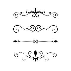text dividers doodle set. Wedding decorative elements. Divider ornament, borders, floral, vintage line separators. Hand drawn vector illustration isolated on white background. Set page dividers.
