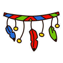 Indian national beads, feather decor