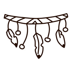 Indian national beads, feather decor, black outline