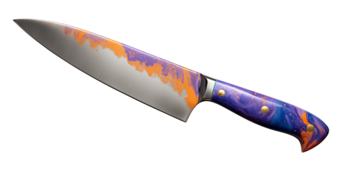 gradient color handle kitchen knife isolated white