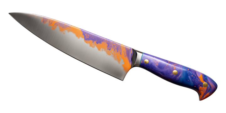 gradient color handle kitchen knife isolated white