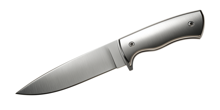 minimalist knife with full metal handle isolated white