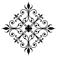 Vector floral ornament with abstract flower and swirling leaf patterns for decorative design elements