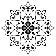 Abstract floral design with vintage black ornamental swirls and leaves pattern vector