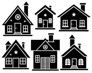 Vector set of house and home icons for real estate and urban architecture design