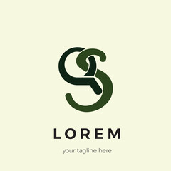 Fototapeta premium QS logo with interconnected letter concept with green nuance, for business logo in the environmental, wildlife and other fields.