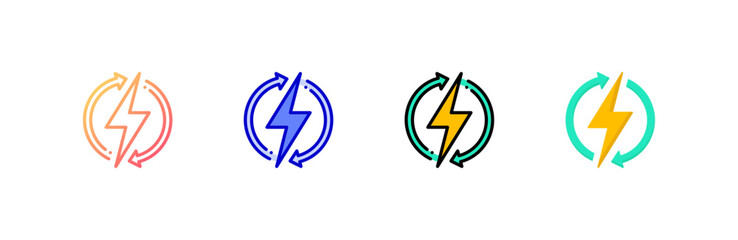 Renewable Energy icon set multiple style collection