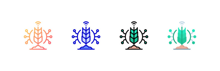 Smart Farming icon set multiple style collection