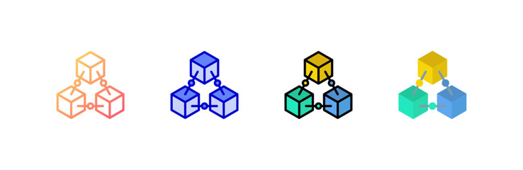 Blockchain icon set multiple style collection