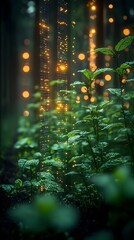 Futuristic smart farm with holographic business charts for agricultural expansion strategy